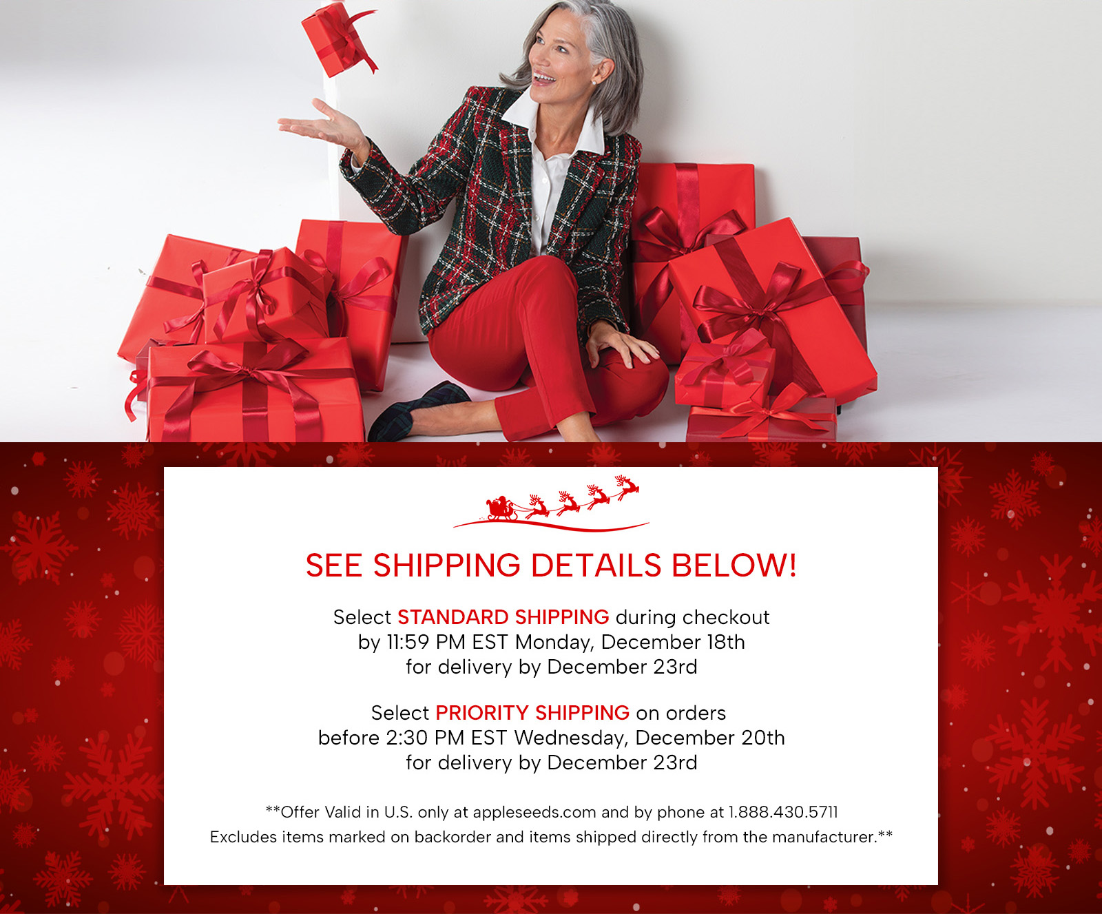 There'll be parties for hosting and cocktails for toasting! See shipping details below. Select standard shipping during checkout by 11:59PM EST Monday, December 18th for delivery by December 23rd. Select Priority shipping on orders  before 2:30 PM EST Wednesday, December 20th for delivery by December 23rd ** Offer valid in U.S. only at Appleseeds.com and by phone at 1-800-252-7400. Excludes items marked on backorder and items shipped directly from the manufacturer.**