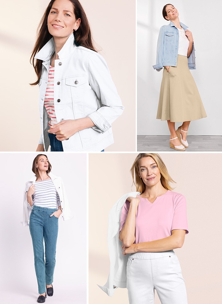 collection of modeal wearing Appleseed's Dreamflex collection in various styles
