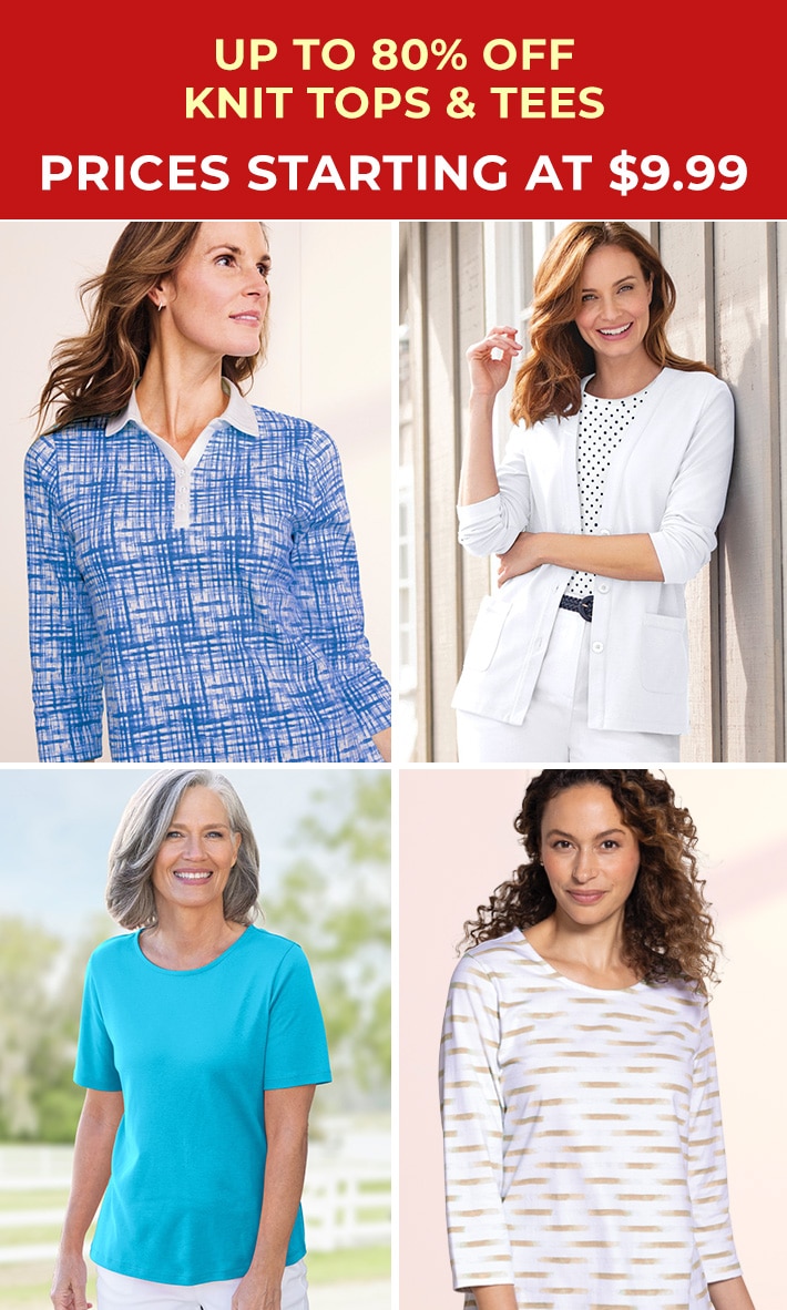 collection of models wearing Appleseed's knit tops in various styles