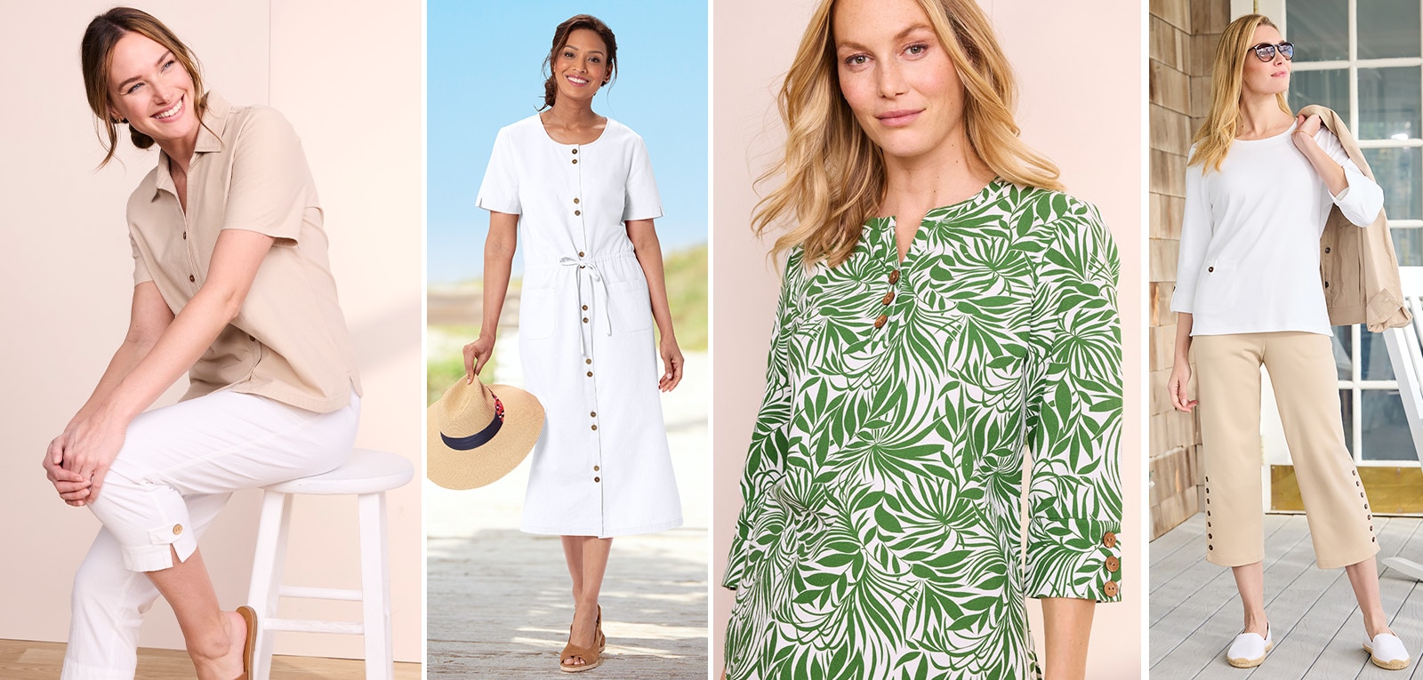 collection of model wearing Appleseed's CAPTIVA COLLECTION in various styles