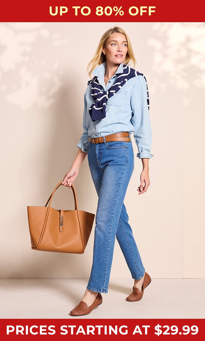 dreamflex color capris, slimsation relaxed jeans, classic knit denim prices starting at $29.99