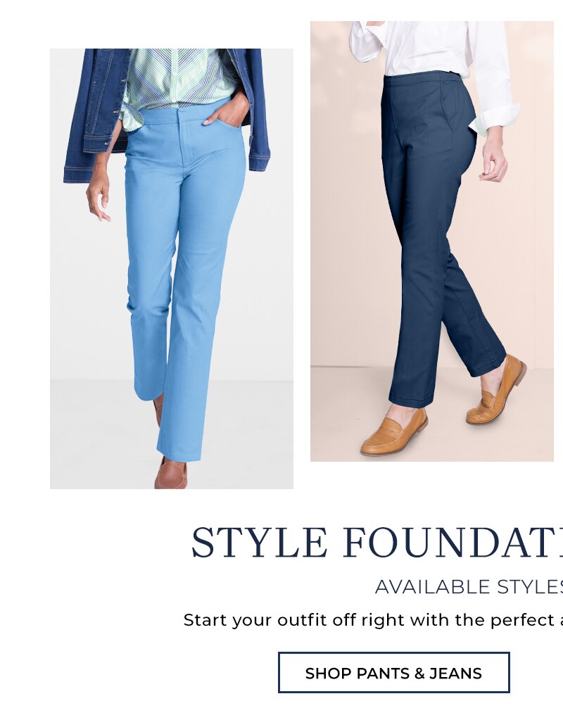 Style foundations: Dennisport. Available styles in petite short. Start your outfit off right with the perfect amount of stretch in the most flattering fit. Shop pants & jeans