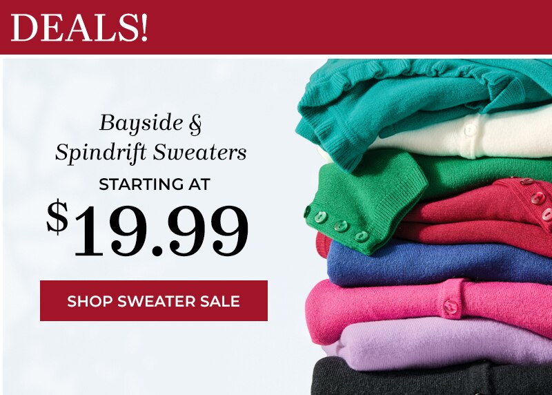 spring deals! bayside & spindrift sweaters starting at $19.99 shop sweater sale